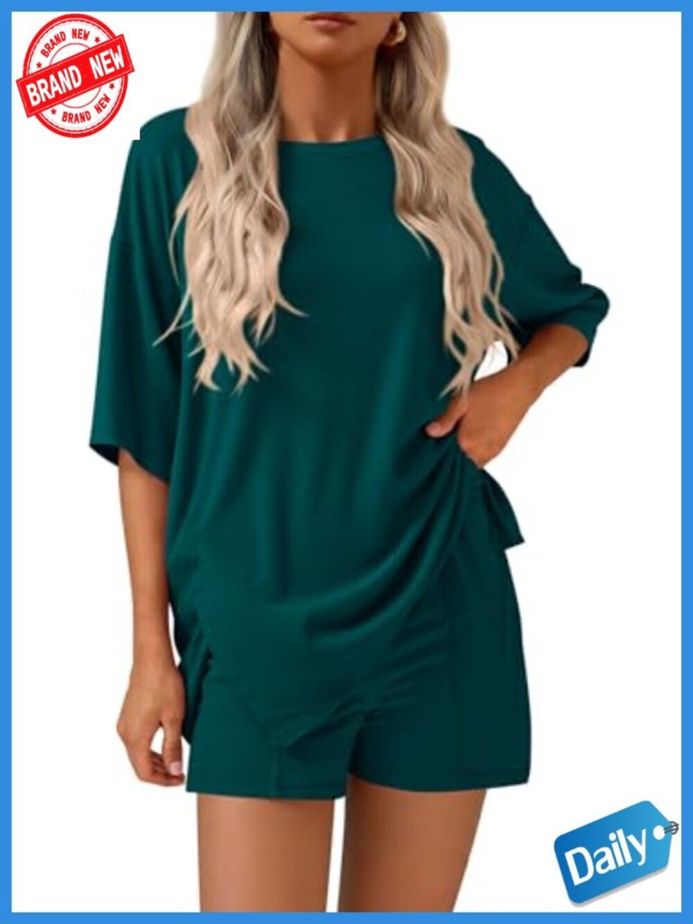 2 Piece Lounge Set | Oversized Tee & High Waisted Shorts | Postpartum Outfit |